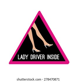 Lady driver vector sign (icon, logo)