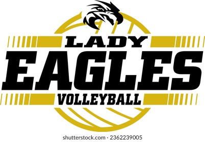 lady eagles volleyball team design with ball for school, college or league sports