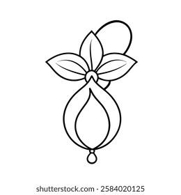 Lady eardrop flower line art vector on white background 