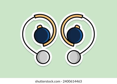 Lady earring with gemstone sticker design vector illustration. Beauty fashion objects icon concept. New arrival women jewelry earrings sticker design icons logo.