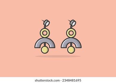 Lady earring with gemstone vector illustration. Beauty fashion objects icon concept. New arrival women jewelry earrings vector design. 