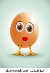 Lady Egg. Vector female egg character.