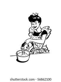 Lady With Electric Beater - Retro Clip Art