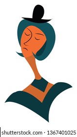 Señora de elegante vestimenta azul vector o ilustración de color