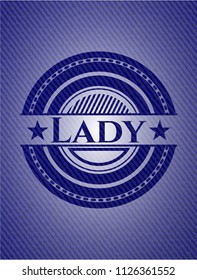 Lady emblem with denim texture