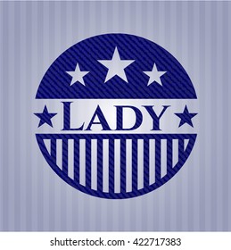 Lady emblem with denim texture
