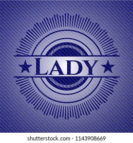 Lady emblem with jean background