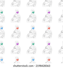 Lady with an Ermine pattern, line art, color spots, minimalism