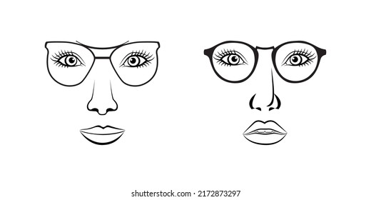 Dame mit Wimpern und abstrakter Vorlage für das Vektorlogo 