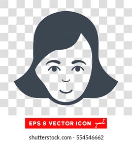 Lady Face EPS vector icon. Illustration style is flat iconic smooth blue symbol on chess transparent background.