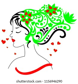 lady face and hair design vector illustration icon