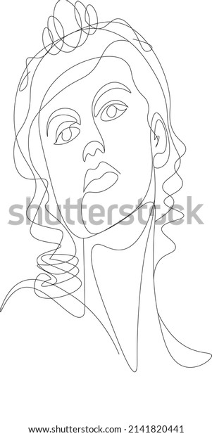 Lady Face Line Art Vector Illustration Stock Vector (Royalty Free ...