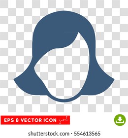 Lady Face Template EPS vector pictograph. Illustration style is flat iconic blue symbol on chess transparent background.
