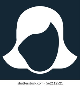 Lady Face Template vector icon. Flat white symbol. Pictogram is isolated on a dark blue background. Designed for web and software interfaces.