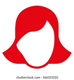 Lady Face Template vector icon. Flat red symbol. Pictogram is isolated on a white background. Designed for web and software interfaces.