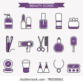 Lady fashion accessories set, flat design