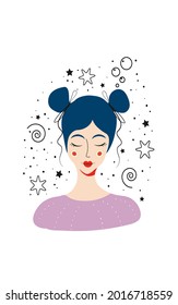 Lady Fashion Vector Background. Drawing Flyer. Woman Graphic Poster. Linear Illustration.