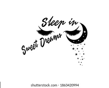 Lady Fashion Vector illustration. Beauty Woman Hand drawn silhouette symbol. girl shape, sketch drawing, emblem isolated on white background, invitation, Sweet dreams, calligraphic with sleeping eyes.