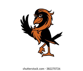 lady female raven crow mascot cartoon character