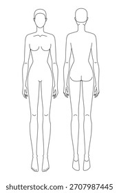 Lady figuras ilustração vetor modelo de maquete projeto plano técnico.