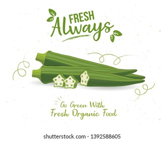 lady finger, okra vector illustration with background