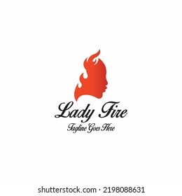 Plantilla de diseño del logo de Lady Fire. Ilustración del vector