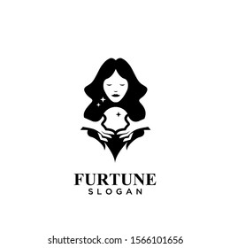 lady fortune teller logo icon design vector illustration