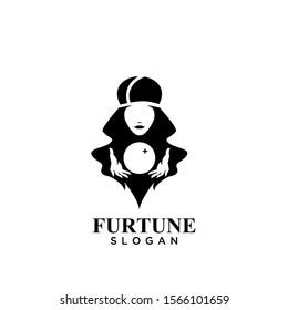 Lady Fortune Teller Logo Icon Design Vector Illustration