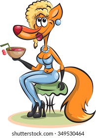 Lady Fox with a cocktail