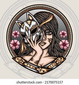 Lady Fox Illustration. Premium vector