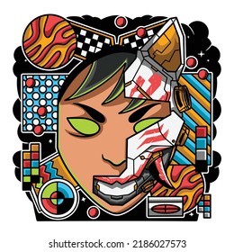 Lady Fox illustration. Vector graphics for t-shirt prints and other uses.