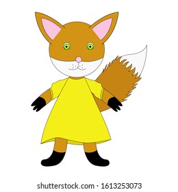 Lady Fox. Isolated Character on white Background. Vector Illustration