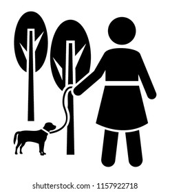 
A lady in a garden has came for pet walk at morning 
