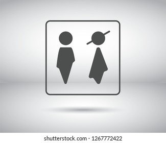 Lady & Gents (Men & Women) toilet sign vector icon. WC simple isolated symbol. Restroom symbol. Bathroom symbol. - Vector
