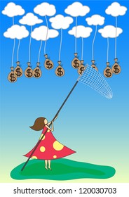 Lady get money in the sky