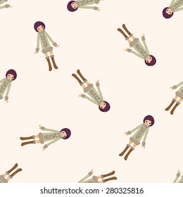 lady girl cartoon , cartoon seamless pattern background