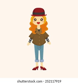 lady girl cartoon theme elements