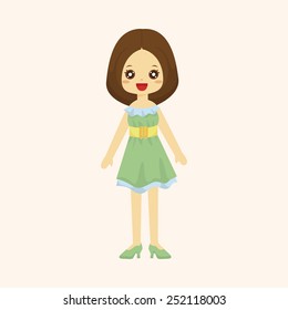 Happy Little Girl Blue Dress Cute Stock Vector (Royalty Free ...