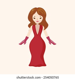 lady girl cartoon theme elements