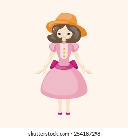 lady girl cartoon theme elements