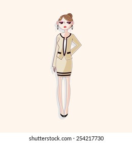 lady girl cartoon theme elements