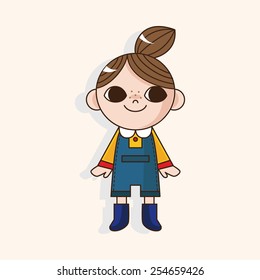 lady girl cartoon theme elements