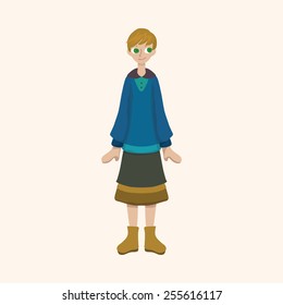 lady girl cartoon theme elements