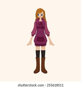 lady girl cartoon theme elements