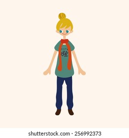 lady girl cartoon theme elements vector,eps