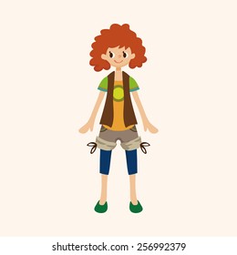 lady girl cartoon theme elements vector,eps