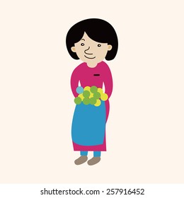 lady girl cartoon theme elements