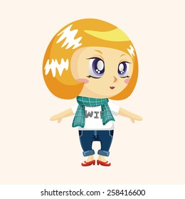lady girl cartoon theme elements
