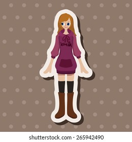 lady girl cartoon theme elements