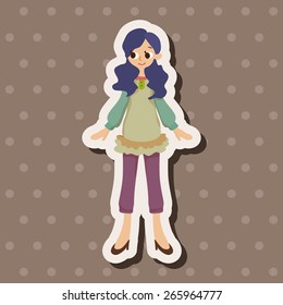 lady girl cartoon theme elements vector,eps